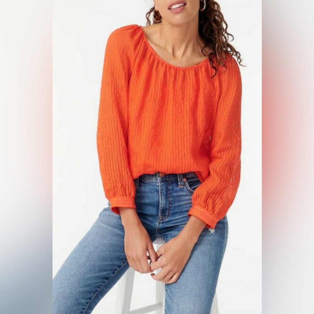 J. Crew Tie-back Shadow Stripe Top Vibrant Casual Vacation.  Sz M.    NWT!